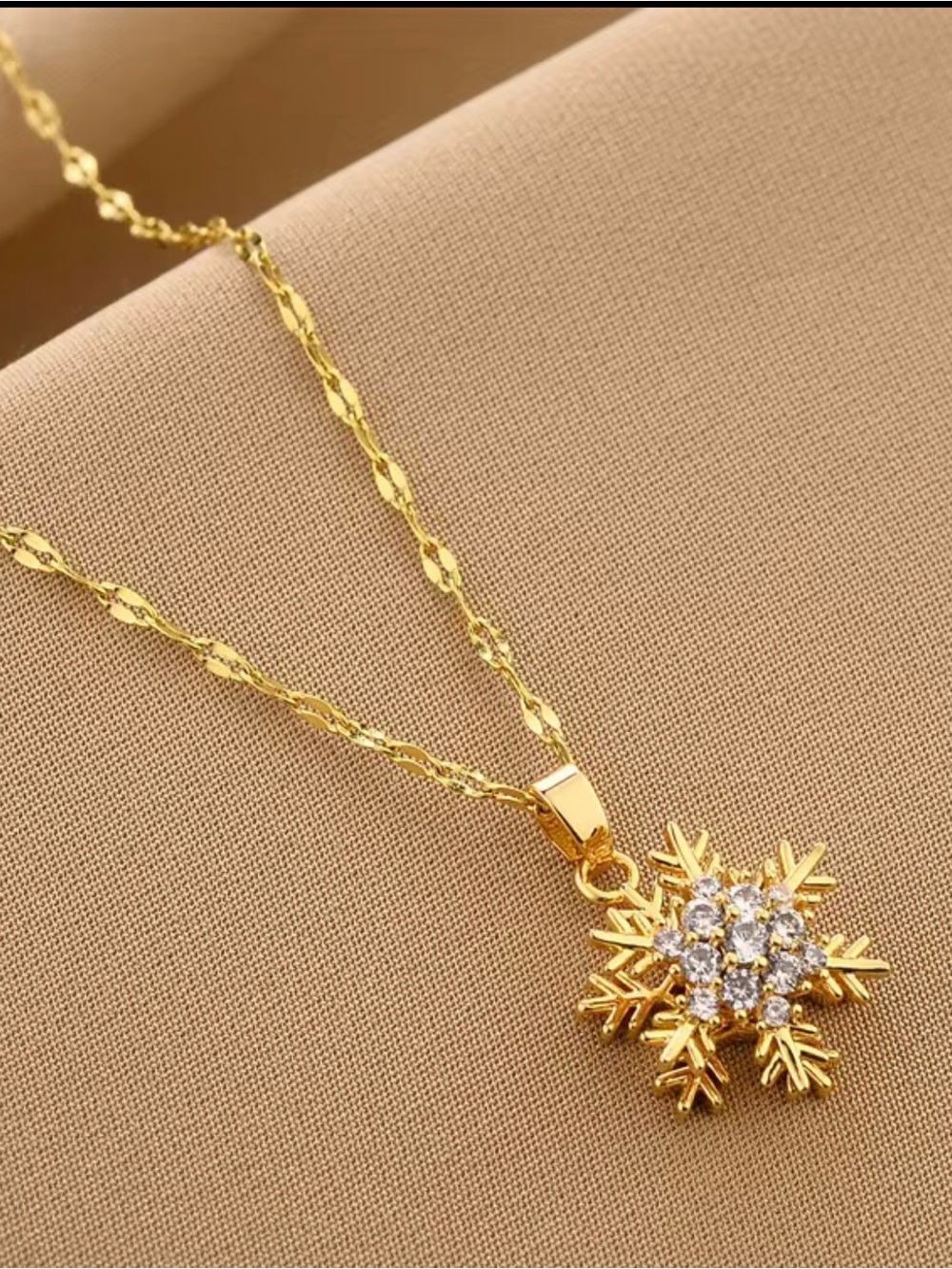 Gold Snowflake Pendant Necklace - Women Jewelry